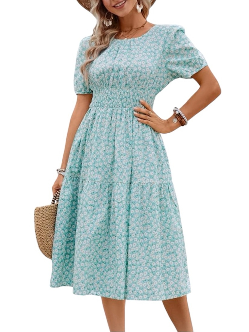 KorMei Smocked Waist Midi Dress